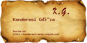 Kenderesi Géza névjegykártya